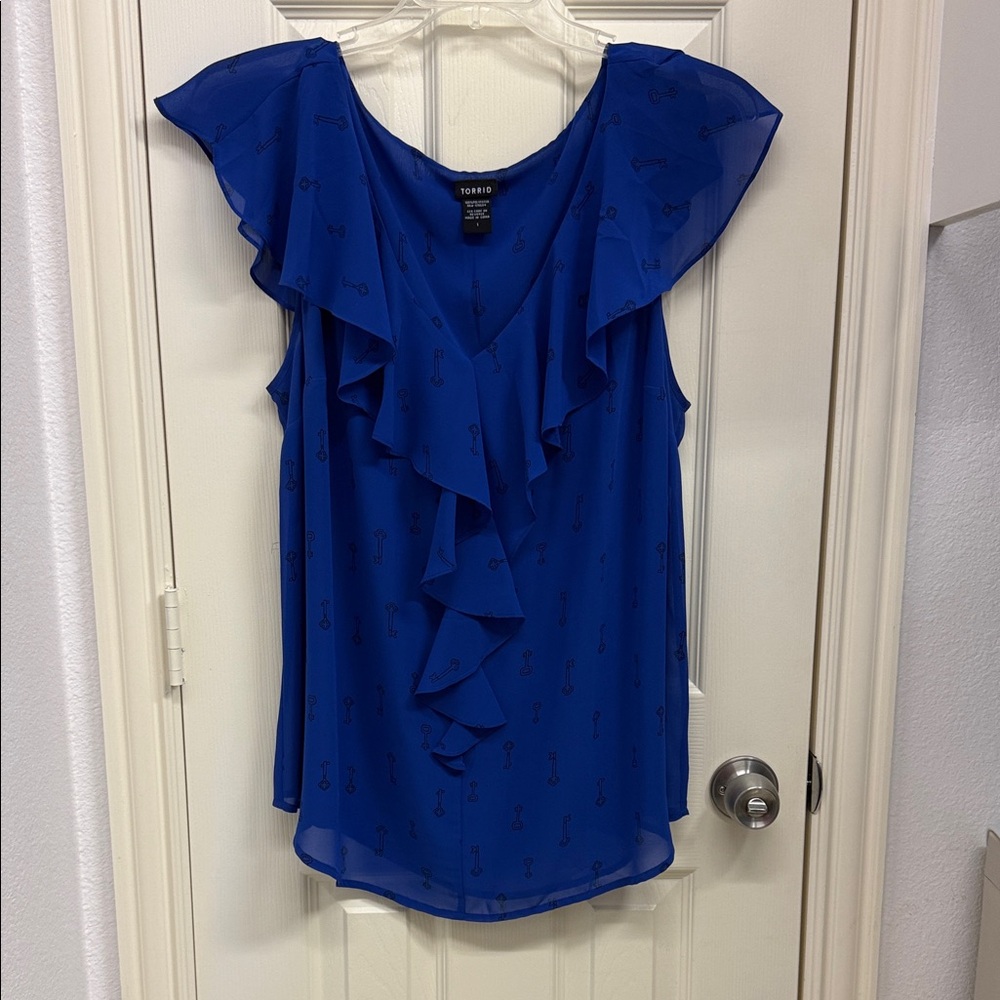 Torrid Royal Blue Ruffle Blouse